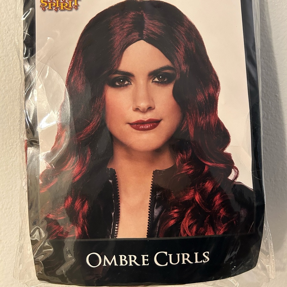 * NEW * Bright gunmetal burgundy medium length wig